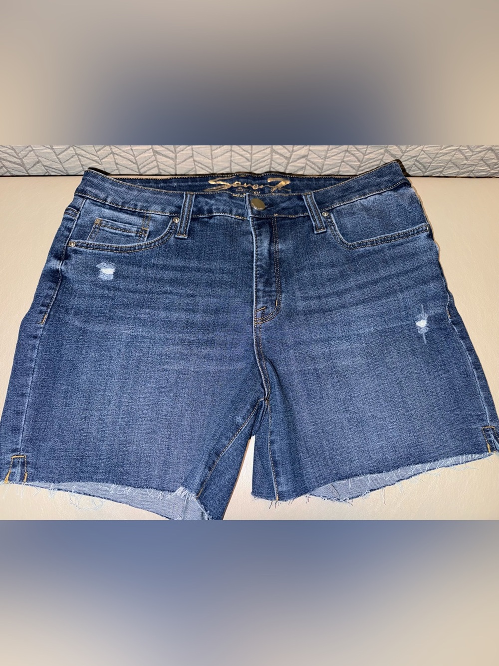 Seven7 Women’s Dark Blue Boyfriend Denim Shorts